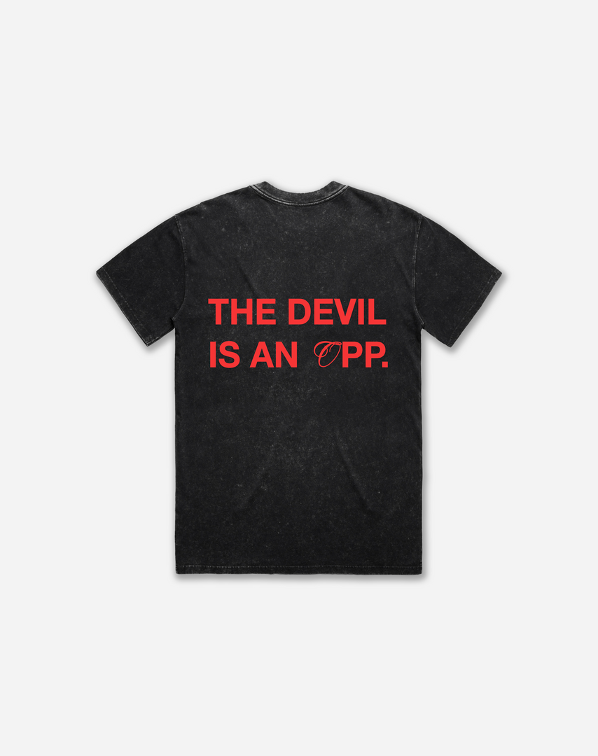 The Devil Is An Opp Stone Washed Oversized Tee